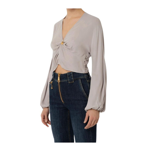 Elisabetta Franchi Blusa Blusa Donna cropped arricciata Grigio - Francavilla Moda